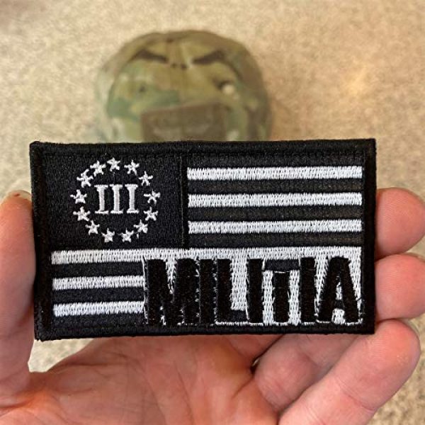 Backwoods Barnaby Airsoft Morale Patch 2 Backwoods Barnaby American Flag Patch / 3 Three Percenter Militia Tactical Morale Patch w/Hook & Loop (2" x 3")