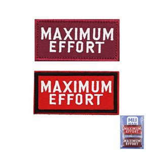 MUNAN Airsoft Morale Patch 1 2 PC Maximum Effort Tactical Patch Tactical Military Embroidery Badge Hook and Loop Fastern Patches (Red+Wine Red