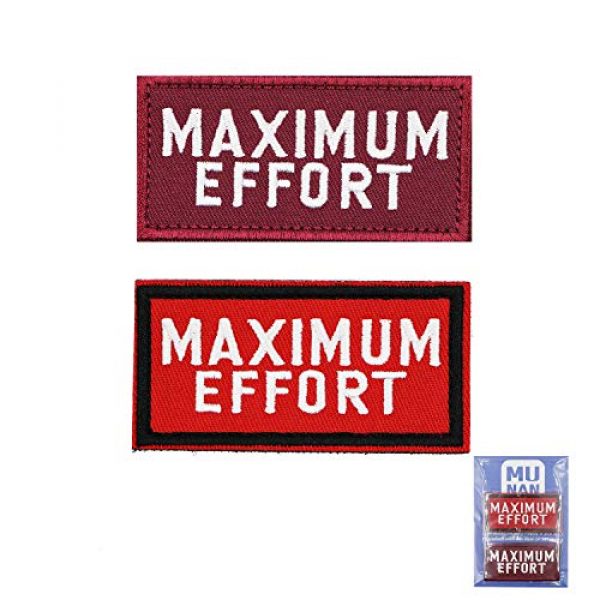 MUNAN Airsoft Morale Patch 1 2 PC Maximum Effort Tactical Patch Tactical Military Embroidery Badge Hook and Loop Fastern Patches (Red+Wine Red