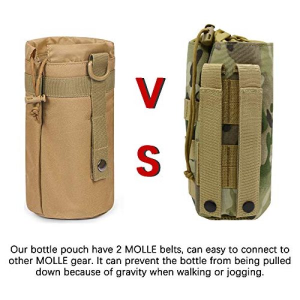 LZYMSZ Tactical Pouch 6 Upgraded Army Sport Water Bottle Pouch Bag with Mini Wallet Bag, Tactical Drawstring MOLLE Bottle Holder Pouches and Portable Key Bag, Travel Carrier Survival tool for Hiking Climbing Fishing (550ML)