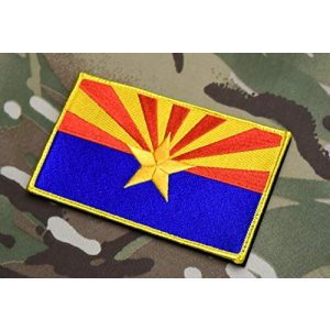 BritKitUSA Airsoft Morale Patch 1 BritKitUSA Large 3"x5" Arizona State Flag Morale Patch Grand Canyon State AZ Ditat Deus Hook & Loop Backing