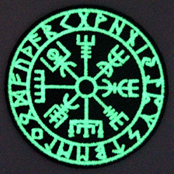 EmbTao Airsoft Morale Patch 3 EmbTao Glow in Dark Vegvisir Viking Compass Norse Rune Morale Tactical Embroidered Applique Fastener Hook&Loop Patch