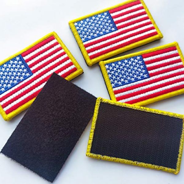 EtherealKiller Airsoft Morale Patch 3 American Flag Velcro Patches, 4pcs Gold Border US Flag Hook and Loop Emblems for Backpacks, Caps, Hats, Jackets, Pants