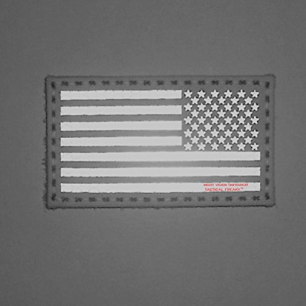 Tactical Freaky Airsoft Morale Patch 2 Wolf Gray 2x3.5 IR USA American Reversed Flag Infrared Stars and Stripes IFF Tactical Morale Fastener Patch