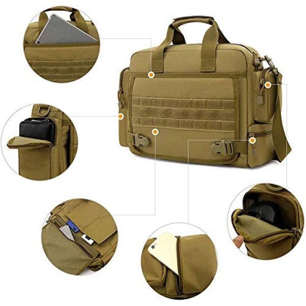 ACOMOO Tactical Backpack 4 ACOMOO Tactical Briefcase 14 inch Laptop Messenger Bag Style Shoulder Bag Handbag for Men Brown