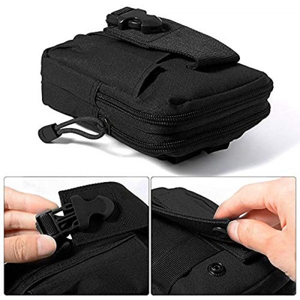 MoMo Casier Tactical Pouch 7 Tactical Molle Pouch Compact EDC Utility Gadget Belt Waist Bag Pack Camping Hiking Outdoor with Cell Phone Holster for iPhone 6 6s 7 8 PLUS Samsung S5 S6 S7 Edge Note 2 LG G3 G4 G5 HTC M7 M8, Black