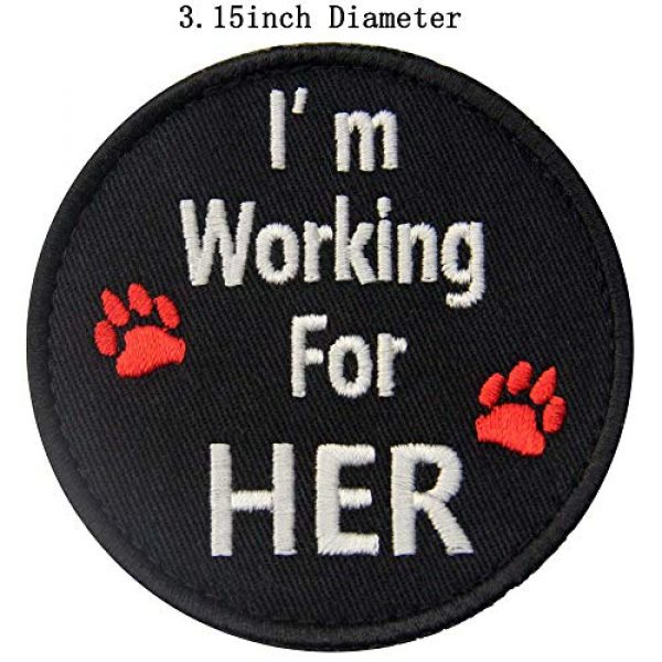 ODSP Airsoft Morale Patch 2 Service Dog No Touch No Talk Warning, Not All Disabilities are Visible, I'm Working for Her Tactical Military Morale Badge Embroidered Patches Appliques with Fastener Hook Loop Backing