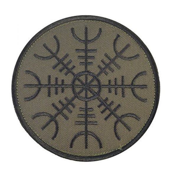 LEGEEON Airsoft Morale Patch 1 LEGEEON Aegishjalmr Viking Helm of Awe Olive Drab OD Terror Protection Rune Morale Sew Iron on Patch