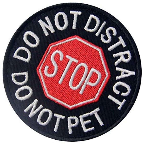 ODSP Airsoft Morale Patch 5 ODSP Service Dog Stop Do Not Distract Do Not Pet Emblem Embroidered Fastener Hook & Loop Tactical Morale Patch for Harness Vest 3 inches Wide by 3 inches Tall Pack of 2