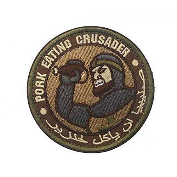 Embroidery Patch Airsoft Morale Patch 2 Pork Eating Crusader Military Hook Loop Tactics Morale Embroidered Patch (color1)