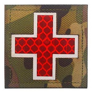 Embroidery Patch Airsoft Morale Patch 1 Cross Medical Rescue Reflective Patch Military Hook Loop Tactics Morale Patch