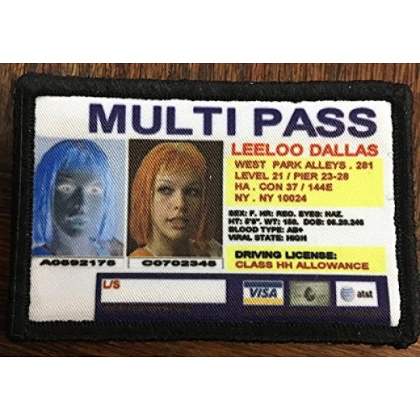 RedheadedTshirts Airsoft Morale Patch 2 Fifth Element Leeloo Dallas Multipass Morale Patch. 2x3" Hook and Loop Patch. Made in The USA