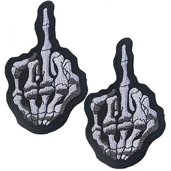 QTao Airsoft Morale Patch 1 QTao UPA134 Hook & Loop Skull Middle Finger Funny Tactical Morale Patch Bundle 2 Pieces (Color 1)