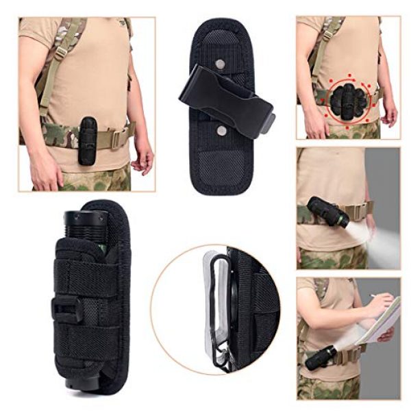Neigei Tactical Pouch 4 Neigei Flashlight Holster Pouch Belt Holster Duty Belt Carry Case Holder with 360° Rotatable Clip Flashlights Handheld Flashlight Belt Carry Case Holder Pouch for Camping Hiking Climbing Hunting