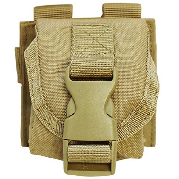 MH GLOBAL Tactical Pouch 1 Single Frag Grenade Pouch MOLLE PALS- Tan