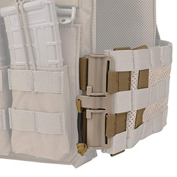 KRYDEX Tactical Pouch 4 KRYDEX Quick Release Buckle Set,Single Point Molle Quick Disconnect Side Entry Conversion with Hoop and Loop for JPC CPC NCP XPC 420 Vest (Coyote Brown)