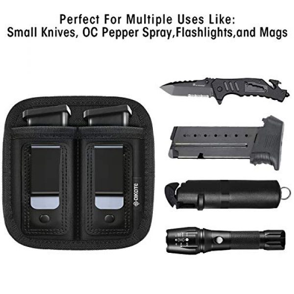 AIKATE Tactical Pouch 2 Universal Double Magazine Pouch for 9mm .40 .45 .380 .357, IWB Mag Holster Concealed Cary for Double Stack, Mag Holder for Glock 19 43 17 1911 S&W M&P, Fits Any 7 10 15 Round Clip for All Pistols Ammo