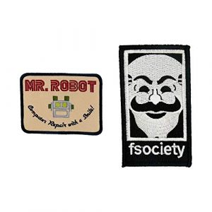 Mr Patches Airsoft Morale Patch 1 Mr. Robot Fsociety TV Show Tan (Set of 2) - Iron on and Sew on Embroidery Patch - Can Be Ironed onto Anything You Can Iron: Costume, Bag, Shirts, Jeans, Hats, etc. By Mr. Patches