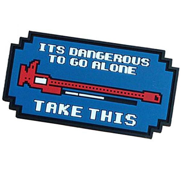 ODSP Airsoft Morale Patch 7 It's Dangerous to Go Alone Patch 3D Tactical Military Morale PVC Rubber Patches with Hook and Loop Backing Badges 2PCS (Blue)
