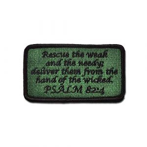 SFI Airsoft Morale Patch 1 Tactical Combat Morale Patch EMB Hook and Loop Badge by Bastion - Psalm 82:4 ODG