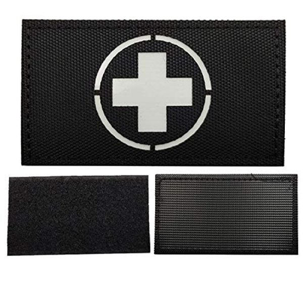 ODSP Airsoft Morale Patch 3 Glow in Dark Medic Cross First Aid Patches, EMS EMT MED Medical Rescue Tactica Military Morale Combat Armband Badges with Hook and Loop Fastener Backing, 3.54 x 1.97 Inch, 2 Pieces