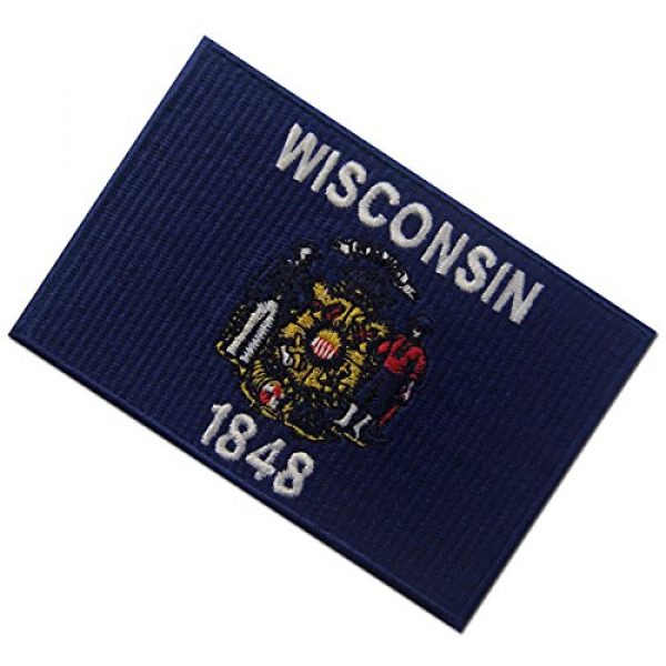 EmbTao Airsoft Morale Patch 4 Wisconsin State Flag Embroidered Emblem Iron On Sew On WI Patch