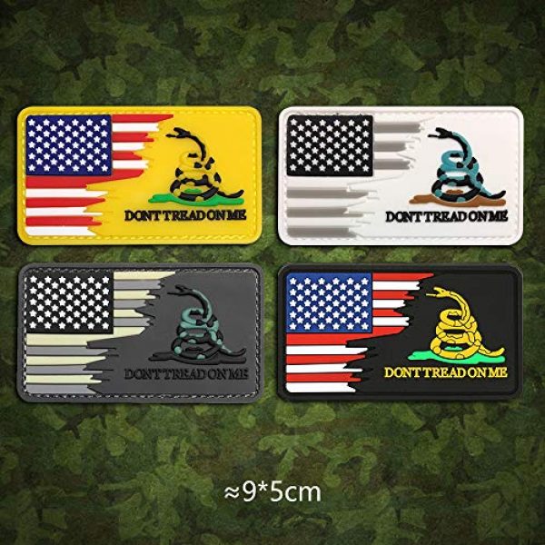 Morton Home Airsoft Morale Patch 4 Morton Home 3D PVC Don't Tread On Me and USA Flag Tactical Military Morale Fastener Patch (White)
