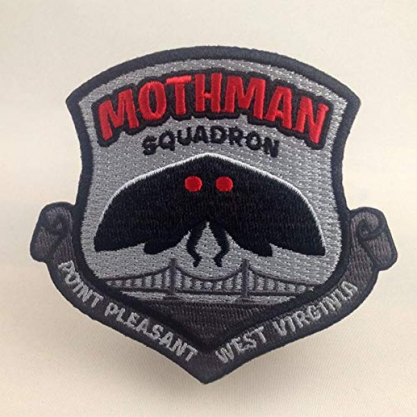 Monsterologist Airsoft Morale Patch 1 Mothman Squadron Embroidered Patch | Cryptozoology Paranormal Monster Iron-On Military Morale Badge