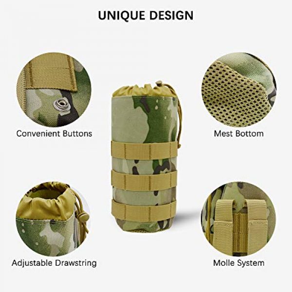 LZYMSZ Tactical Pouch 4 Upgraded Army Sport Water Bottle Pouch Bag with Mini Wallet Bag, Tactical Drawstring MOLLE Bottle Holder Pouches and Portable Key Bag, Travel Carrier Survival tool for Hiking Climbing Fishing (550ML)