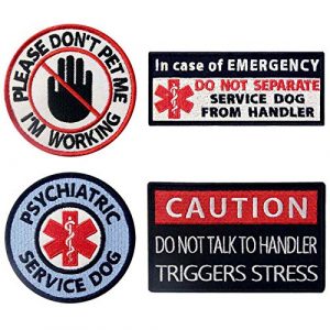 TailWag Planet Airsoft Morale Patch 1 Service Dog Do Not Pet Separate from Handler Triggers Stress Psychiatric Medic Paramedic Star of Life Vest/Harnesses Tactical Morale Patch Embroidered Badge Fastener Hook & Loop Emblem, 4 Pcs