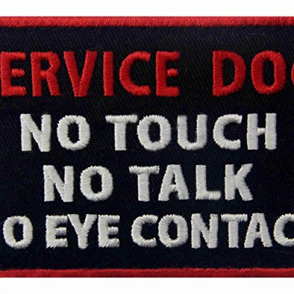 EmbTao Airsoft Morale Patch 2 Service Dog No Touch No Talk No Eye Contact Vests/Harnesses Emblem Embroidered Fastener Hook & Loop Patch