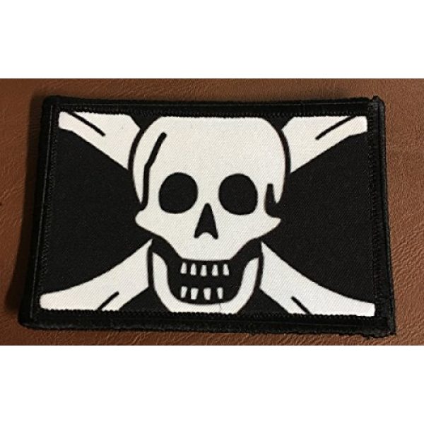RedheadedTshirts Airsoft Morale Patch 2 Pirate Skull and Crossbones Morale Patch. 2x3" Hook and Loop Patch. Made in The USA