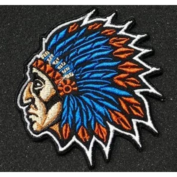 Tactical Embroidery Patch Airsoft Morale Patch 1 Indian Chief Embroidery Patch Military Tactical Morale Patch Badges Emblem Applique Hook Patches for Clothes Backpack Accessories