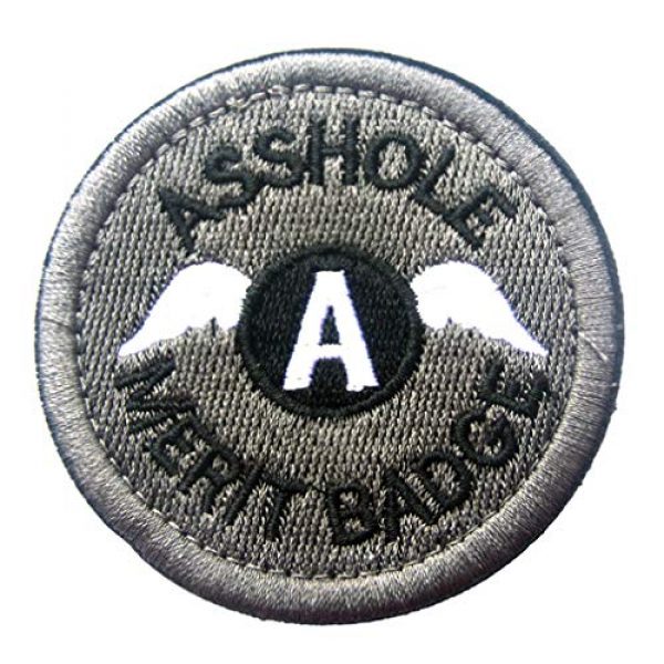 ShowPlus Airsoft Morale Patch 1 ShowPlus Asshole Merit Badge Morale Tactical Embroidered Patch (Gray)