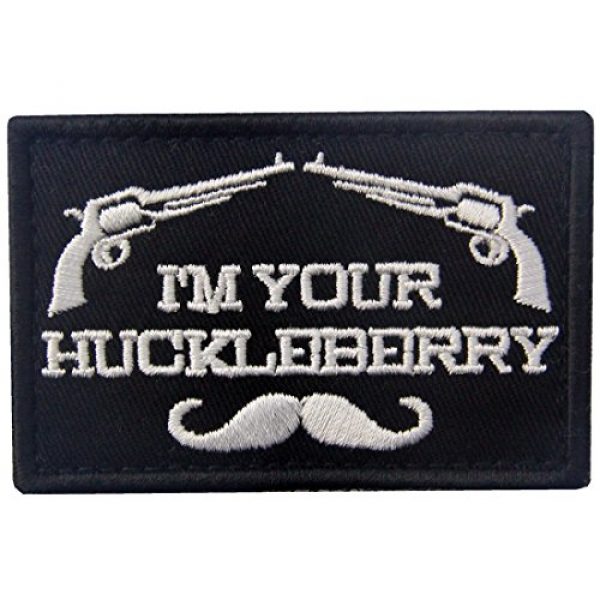 Rocking Planet Airsoft Morale Patch 1 I'm Your Huckleberry Patch Embroidered Tactical Applique Army Morale Hook & Loop Emblem, White