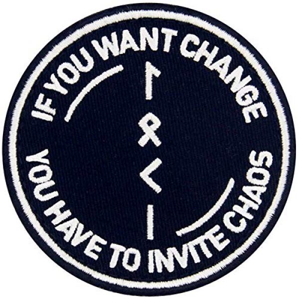 EmbTao Airsoft Morale Patch 1 If You Want to Change You Have to Invite Chaos Symbol Tactical Patch Embroidered Morale Applique Fastener Hook & Loop Emblem