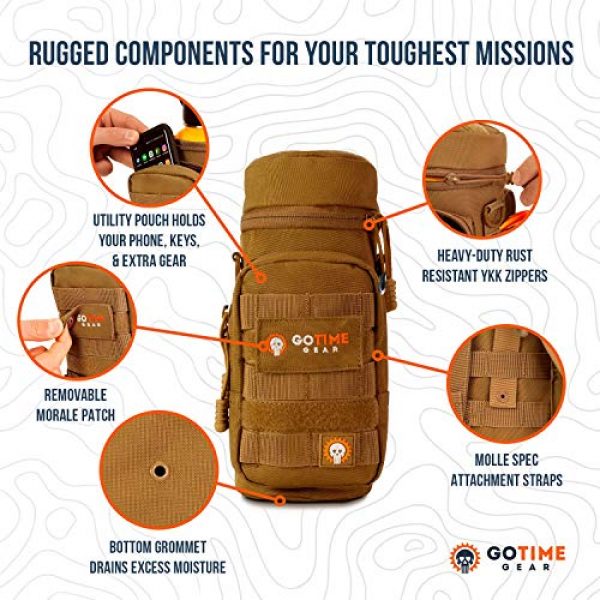 Go Time Gear Tactical Pouch 4 Go Time Gear Exo-Tek H2O MOLLE Water Bottle Pouch Hydration Carrier - Use as MOLLE Water Bottle Holder, Tactical Water Pouch, Hydration Carrier - Fits Up to 40 oz. Wide-Mouth Bottles