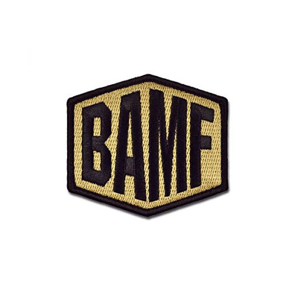 BASTION Airsoft Morale Patch 1 BASTION Morale Patches (BAMF, Colors) | 3D Embroidered Patches with Hook & Loop Fastener Backing | Well-Made Clean Stitching | Military Patches Ideal for Tactical Bag, Hats & Vest (Tan)