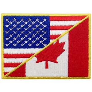 EmbTao Airsoft Morale Patch 1 USA American United State Canada Flag Patch Embroidered Applique Iron On Sew On Emblem, Red & Black