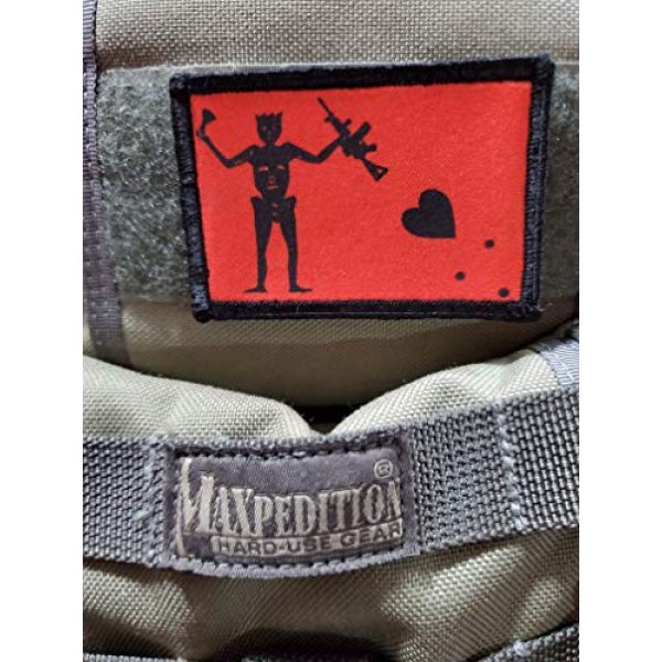 RedheadedTshirts Airsoft Morale Patch 2 RED AR15 Blackbeard Pirate Flag Morale Patch. 2x3" Hook Patch. Redhaededtshirts Made in The USA