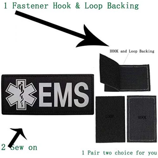 ODSP Airsoft Morale Patch 4 8.66 x 2.95 Inch Large Reflective EMS EMT Star of Life Patch - IR Infrared Medical Patches Tactical Military Morale Emblem Badages with Hook and Loop Fastener Backing, Bubble of 2 Pieces