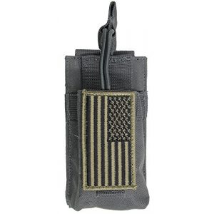 M1SURPLUS Tactical Pouch 1 M1SURPLUS MOLLE Style Grey Color Tactical Radio Pouch + Patriot Flag Morale Patch Fits BF-F8HP UV-5R UF-5RA UV-5X3 UV-82HP UV-5X BF-F8+ GT-3 GT-3TP Motorola XTS5000 HT Walkie Talkie Ham Radios