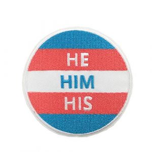 Cute-Patch Airsoft Morale Patch 1 LGBTQ Trans Flag Transgender LGBT Flag My Pronouns are HE HIS HIM Embroidered Iron on Patch