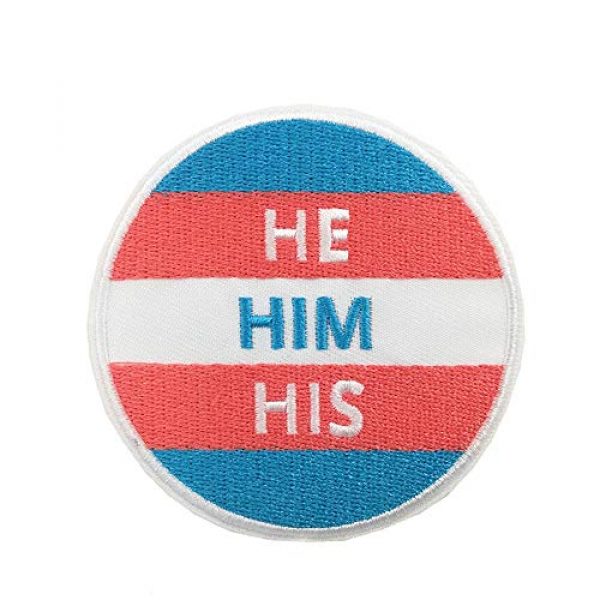 Cute-Patch Airsoft Morale Patch 1 LGBTQ Trans Flag Transgender LGBT Flag My Pronouns are HE HIS HIM Embroidered Iron on Patch