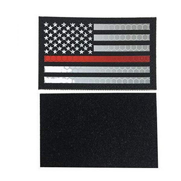 HNGKIANGHU Airsoft Morale Patch 2 Reflective Thin Red Line US USA American Flag Firefighter First Responders Patches for Search and Rescue with Hook and Loop Fastener Patch (A-1 pcs)