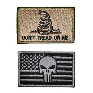 None Brand Airsoft Morale Patch 1 2 Pcs Don't Tread On Me Patch American Flag Patch Tactical Embroidered USA Flag Badge Fastener Hook and Loop Patch for Cap Bags Backpacks Clothes Military Morale Snek Velcro Patches Sew On Patches