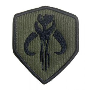 Antrix Airsoft Morale Patch 1 Movie Film Skull Mercenary Shield Bounty Hunter Military Embroidered Emblem Badge Patch Hook & Loop Tactical Patch for Backpacks Caps Jersey Jeans Jacket -Green