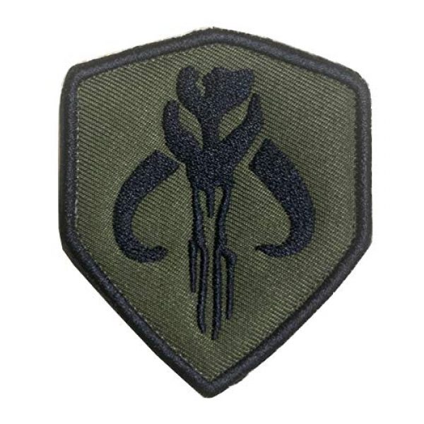 Antrix Airsoft Morale Patch 1 Movie Film Skull Mercenary Shield Bounty Hunter Military Embroidered Emblem Badge Patch Hook & Loop Tactical Patch for Backpacks Caps Jersey Jeans Jacket -Green