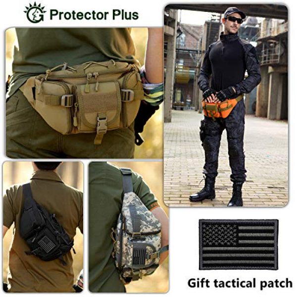 Protector Plus Tactical Pouch 3 Protector Plus Tactical Fanny Pack Military Running Waist Bag Sling Hip Belt MOLLE Army Lumbar Gear Pocket (Patch Included)