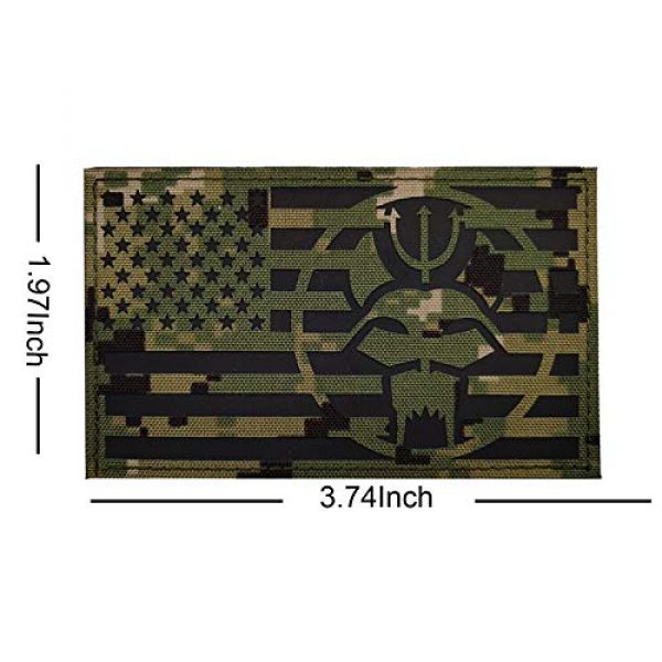 ODSP Airsoft Morale Patch 5 Seal Team DEVGRU Trident Cat Head IR Infrared Reflective Patch, Customizable Personalized American Flag, Call Sign, Dont Tread On Me Army Morale Military Tactical Fastener Hook Loop Backed Patches